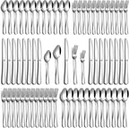 60 Piece Silverware Set, Stainless Steel Flatware Set for 12 Food Grade Novelty Flatware Cutlery Utensil Set Include Knife Fork Spoon Mirror Polished Dishwasher Safe