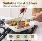 SENSARTE 17 Piece Pots and Pans Set, Nonstick Detachable Handle Cookware Set, Induction Kitchen Cookware Set with Removable Handle, Healthy Non Stick for RV, Dishwasher ＆ Oven Safe, PFOA Free (White)