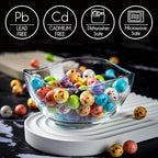 Volarium CRYSTALIA Small Glass Bowls for Kitchen Prep, Modern Round Serving Dishes for Dessert, Salad, Fruit, Pudding, Candy, Cereal, Ice Cream, Stackable Bowls Set of 6 (Large 10 1/2 oz)