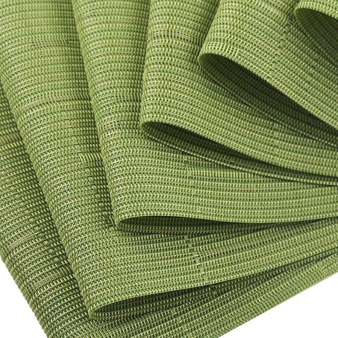 PIGCHCY Placemats Set of 12 Washable Durable Place Mats Vinyl Heat Resistant Non-Slip Table Mats Indoor Outdoor (Sage Green)