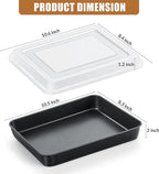 E-far Baking Pan with Lid, 10.5 x 8.3 x 2 Inch Nonstick Rectangle Stainless Steel Cake Pan Sheet for Toaster Oven, Black Bakeware for Cakes Brownies Casseroles, Non-toxic & Healthy, Set of 2