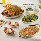 Hestan Provisions - Large Oval Roaster/au Gratin Dish, 5.5 Quart Clad Stainless Steel (17.5 x 14")