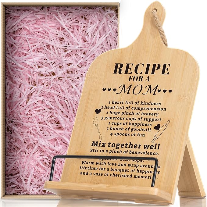 Happy Mothers Day Cookbook Stand, Mothers Gifts Adjustable Book Stand, Mother's Day Recipe Holder for Kitchen Counter, Kitchen Book Holder