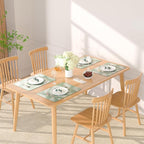 QIYI Placemats Set of 6, 12x18 Inch PU Leather Place Mats for Kitchen Dinning, Heat Resistant Anti Slip Green White Table Mats, Waterproof Wipeable Washable Placemat Party Table Décor, Fern Leaves