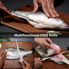 PAUDIN Fillet Knife 7 Inch, Professional Filet Knife for Fish with Sheath, Razor Sharp Boning Knives for Meat Cutting with Ergonomic Pakkawood Handle, Gift Box