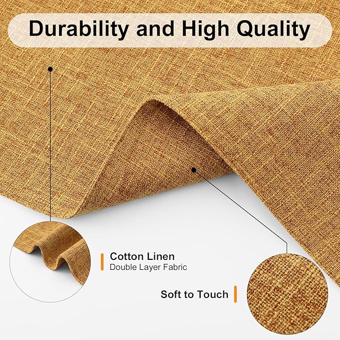 Homaxy Cloths Placemats for Dining Table Set of 6, Heat Resistant Washable Cotton Linen Blend Table Mats, Ideal for Kitchen Party Dining Decoration, 13" x 19", Amber