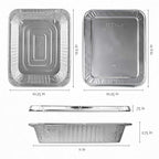 PLASTICPRO Disposable 9 x 13 Aluminum Foil Pans With Lids Half Size Deep Steam Table Bakeware - Cookware Perfect for Baking Cakes, Bread, Meatloaf, Lasagna Pack of 50 Pans & 50 Lids