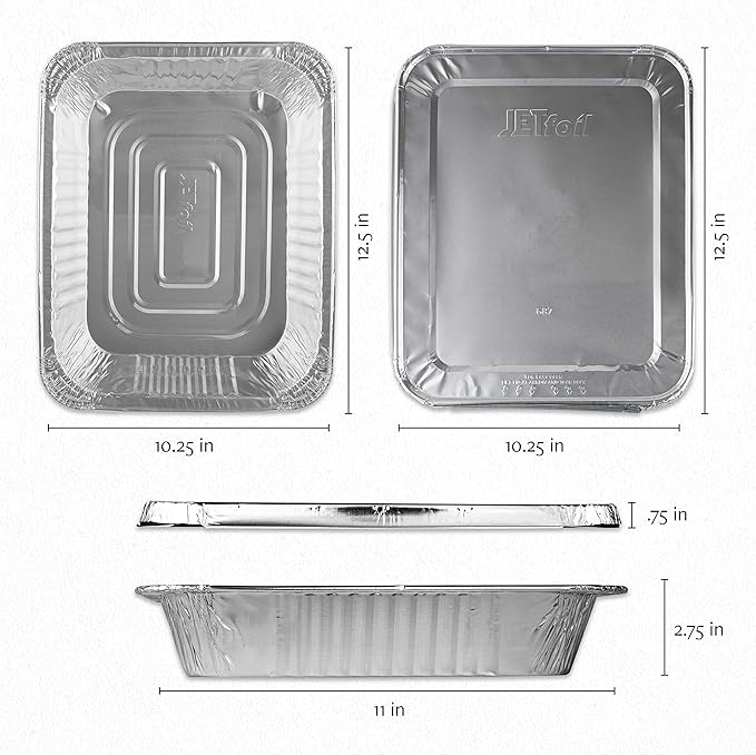 PLASTICPRO Disposable 9 x 13 Aluminum Foil Pans With Lids Half Size Deep Steam Table Bakeware - Cookware Perfect for Baking Cakes, Bread, Meatloaf, Lasagna Pack of 50 Pans & 50 Lids