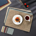 Myir JUN Placemats Dual Sided, Faux Leather Place Mats Indoor Set of 8 for Dining Table Non-Slip Washable Placemat Heat Resistant Outdoor Table Mats (Set of 8, Gray Blue)