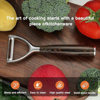 Premium Y Type 304 Stainless Steel Multifunctional Kitchen Peeler Real Wood Handle Ultra Sharp Blade Vegetable Potato Apple(Wenge)