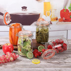 Wide Mouth Mason Jars 32 oz, 4 Pack Glass Canning Jars with Airtight Lid, Large Clear Canister Quart Jars for Pickling Flour Salad Jam Jelly Coffee Sugar Beans Kitchen Storage (4 Pack 32OZ)