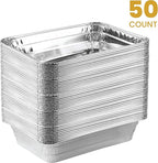 PLASTICPRO Disposable 2 LB Aluminum Takeout Tin Foil Baking Pans 6'' X 8'' X 2'' Inch Bakeware - Cookware Perfect for Baking Cakes,Brownies,Bread, Meatloaf, Lasagna, or Lunchbox, Pack of 50