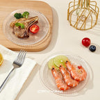 Dessert Plates - 6 Inch/15cm Handblown Glass Plates Set of 6 - Small Decorative Salad and Dessert Plates, Clear Glass Dinner Plates for Appetizers, Salads, and Small Meals