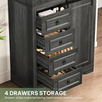 YITAHOME Pantry Cabinet, 71-Inch Tall Freestanding Storage Cabinet with 4 Drawers, Farmhouse Cupboard with Doors Storage, Adjustable Shelves, for Living Room, Dining Room, Gray Oak