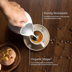 KooK Espresso Mug and Saucer Set, Ceramic Cups and Plates with Rustic Organic Shape and Feathered Texture, Dishwasher and Microwave Safe, 2.7 oz, Set of 4, Neutral Multicolor