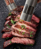 Electric Salt and Pepper Mill Grinder Set (Do Not Use Rechargeable Batteries), Battery Operated Automatic One Handed Pepper Salt Mill with Funnel and Adjustable Coarseness