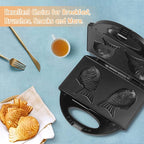 Taiyaki Fish Waffle Maker Machine with Non Stick Cooking Plate, Electric Japanese Fish Shaped Waffle Iron Pan, Korean Bungeoppang Pan, Recipe Included
