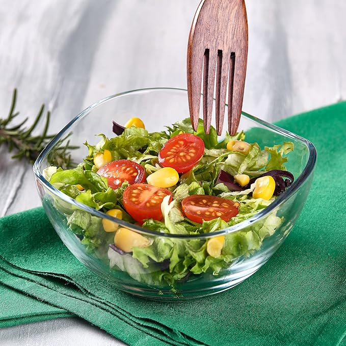 Volarium CRYSTALIA Small Glass Bowls for Kitchen Prep, Modern Round Serving Dishes for Dessert, Salad, Fruit, Pudding, Candy, Cereal, Ice Cream, Stackable Bowls Set of 6 (Large 10 1/2 oz)