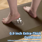 Anti Fatigue Kitchen Mats for Floor, Brown 9/10 Extra Thick Cushioned Standing Desk Mat, Comfort Memory Foam Ergonomic Kitchen Rugs and Mats Non-Slip Waterproof for Office, Kitchen, Sink, 20" x 39"