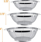 U.S. Kitchen Supply Set of 3 Stainless Steel Colander Strainers Net Baskets - 11", 9.5" & 8.5" Sizes - Colander with Handles & Resting Base - Stainless Steel Sieve, Strainers and Colanders for Kitchen