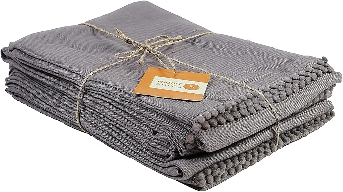 Hand Towels 100% Cotton Solid Kitchen Dish Cloths 18"x 28", Grey, Pack of 6 Decor Kitchen Hand Towel Reusuable Dish Towel for Cleaning & Drying Tea Towels Set with Hanging Loop