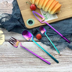 JASHII Mini Teaspoons Set Pack of 8 Stainless Steel Espresso Spoons for Coffee Sugar Dessert Cake Ice Cream Soup Antipasto Cappuccino, 5.3 Inch (Rainbow)