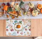 Ruvanti Placemats 100% Cotton 13x19 Inch, Dining Table Placemats Set of 6, Modern Place Mats for Dining Table Decor, Kitchen & Table Linens, Coffee Mat for Christmas Dinners - Stamped Leaves