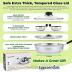 Eggssentials Poached Egg Maker Stainless Steel Egg Poacher Pan Food Grade Safe PFOA Free with Spatula