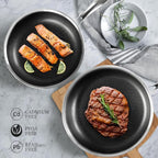 Stainless Steel Frying Pan Set with Lid 10" and 12" Nonstick Honeycomb Coatings Skillet Set 2pcs W/Stay Cool Handle,Works Pan for Cooking with Induction Gas Stovetops