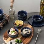 S&Q'S CERAMICS Ceramic Small Bowls for Kitchen, Set of 6, 9 oz Ice Cream Bowls, Small Bowl Set for Dipping, Breakfast, Oatmeal, Microwave and Dishwasher Safe (Navy Blue)