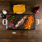 Vasconia Durable Double Burner Griddle (20″ x 11″) 100% Pure Aluminum with Nonstick - NSF Certified - for Frying, Searing, Grilling, Browning, Ideal for Home & Commercial Kitchen - Pack of 1