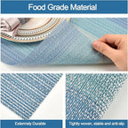Placemats Set of 6 - Easy Clean Washable Vinyl Placemats - Wipeable Heat Resistant Table Mats for Dining Table - 17.7x11.8 Inch (6, Blue Gradient)