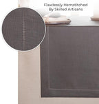 D'Moksha Homes Linen Charcoal Grey Table Runner 72 Inches Long - 100% Pure Linen Hemstitch Table Runner 14 x 72 Inch for Dresser, Dining, Summer, Fall and Halloween - Classic Hemstitch