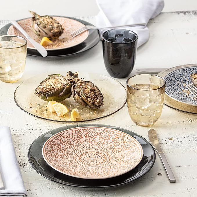 Fortessa Los Cabos Glass Dinnerware Collection, Cereal Salad Fruit Bowl (Set of 4), 6 Inch/21oz, Ginger Root