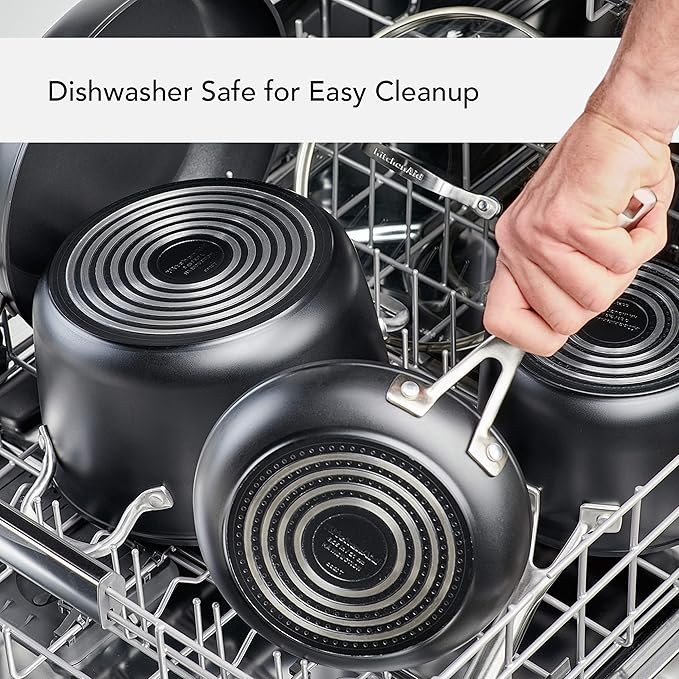 KitchenAid Hard Anodized Induction Nonstick Frying Pan Set/Skillets, 8.25 Inch and 10 Inch - Matte Black