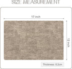 Romanstile Vinyl Placemats Set of 6-12 X 18 Inch - Heat Resistant Place Mats 100% Waterproof Oilproof Wipeable Reversible Faux Leather Table Mats for Kitchen/Dining/Party/Outdoor, Khaki