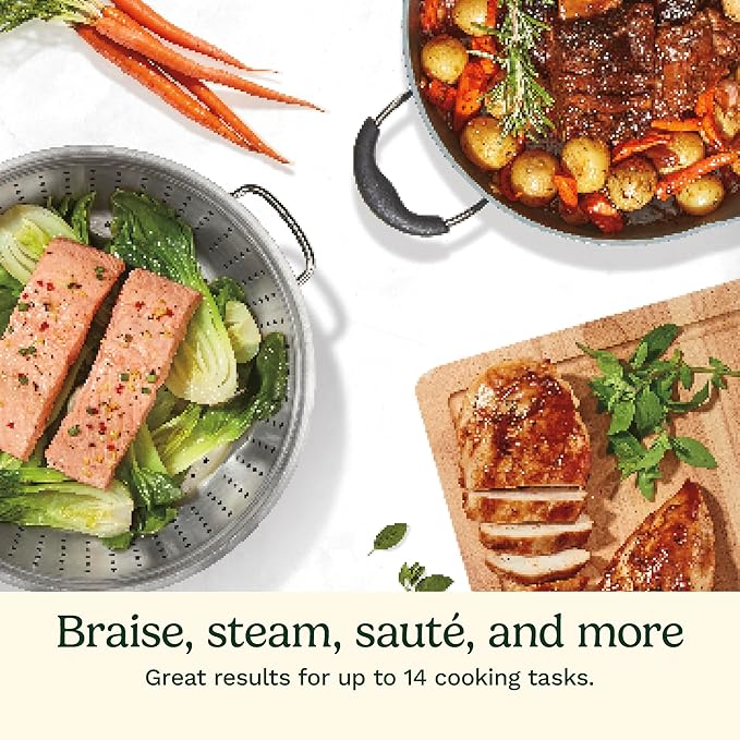 Cuisinart Preferred Pan 4-Pc Set - Sensible Sage Green (4.5 Qt. Multi-Purpose Pan w/Cover, Steamer, Slotted Turner)