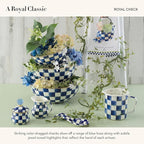 MACKENZIE-CHILDS Enamel Everyday Bowl, Serving Bowl for Entertaining, Large, Blue-and-White Royal Check