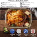 Razab 10 Cups/ 80 Oz 4 Pc (Set of 2) Glass Food Storage Containers with Airtight Locking Lids-For Storing & Serving Food. BPA Free & Leak Proof - Microwave, Dishwasher, Fridge, Freezer and Oven Safe