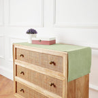 Solino Home Linen Table Runner 72 Inches Long - Athena, 100% Pure Linen Chambray Olive Table Runner 14 x 72 Inch for Dining, Summer, Fall, Autumn