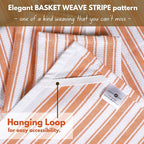 Native Fab Stripe Kitchen Towels - 4 Pack - Basket Weave 100% Cotton Dish Towel - 16x26 inches - Absorbent Towels for Cleaning, Quick Drying, Washable Dish Cloths with Hanging Loop - Orange White