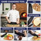 KitchenStar 18-Inch Pizza Cutter Rocker Blade - Sharp Stainless Steel Slicer Knife, Protective Cover, Black Nonstick, Extra Large - Commercial Pizza Oven Accessories