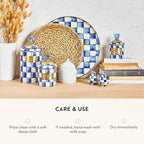MACKENZIE-CHILDS Small Enamel Canister, Kitchen Storage Container for Flour and Sugar, 1.13 Liters, Blue-and-White Royal Check