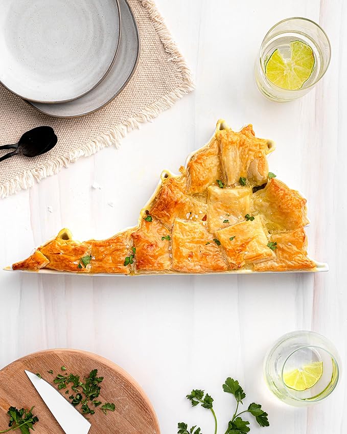 Virginia Shaped Baking Dish Serving Platter or Decorative Tray Charming Porcelain Bakeware Oven Microwave and Dishwasher Safe