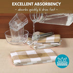 Native Fab 12 Pack Buffalo Check Kitchen Towel 16"x26" - Cotton Dish Towels Washable - Absorbent Tea Towels, Soft Hand Towel with Hanging Loop, Dish Cloth Set - Beige White