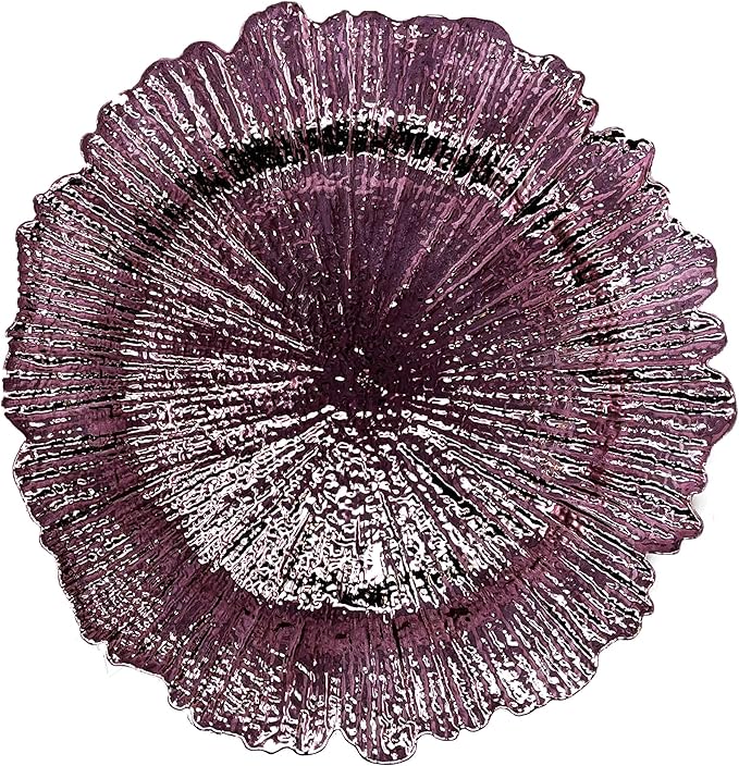 allgala 13-Inch 6-Pack Heavy Quality Plastic Round Charger Plates-Reef Purple-HD80338