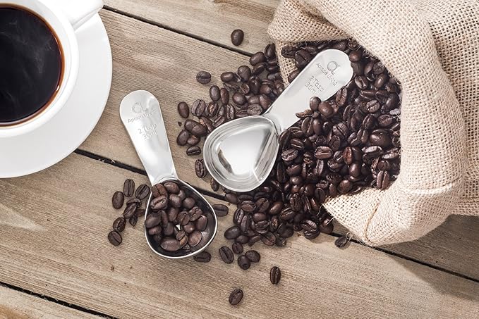 Apace Living Coffee Scoop (Set of 2) - 2 Tablespoon (2 Tbsp / 1/8 Cup / 1 oz) - The Best Stainless Steel Measuring Spoons for Coffee, Tea, and More