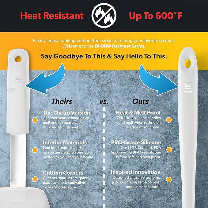 DI ORO Silicone Ladle – Soup Ladle for Cooking & Serving Heat-Resistant - Large Kitchen Soup Ladle Nonstick Cookware Safe - Soup Serving Spoon with Wide Bowl - Silicone Utensil Dishwasher Safe (Stone)