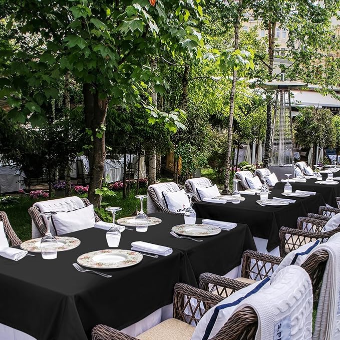 sancua Black Tablecloths for 6 Foot Rectangle Tables, 6 Pack - 60x102 Inch - Washable Fabric Cloth Table Cloth for Wedding Party, Birthday, Banquet Reception, Reusable Polyester Table Covers