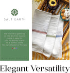 Salt Earth Kitchen Towels Cotton Dish Towel Size 24x14 Inches Set of 6 100% Ring Spun Cotton Absorbent Quick Dry Herringbone Weave Lint Free Washable Dishcloth Hanging Loop Color White & Blue Stripe